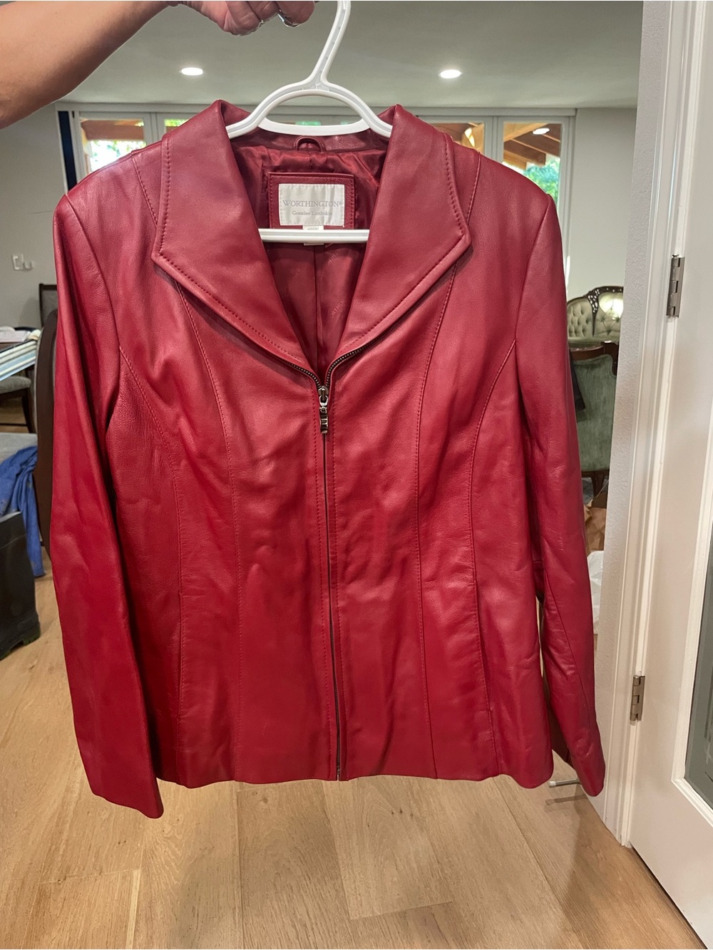 Worthington Red Leather Zip-Front Jacket